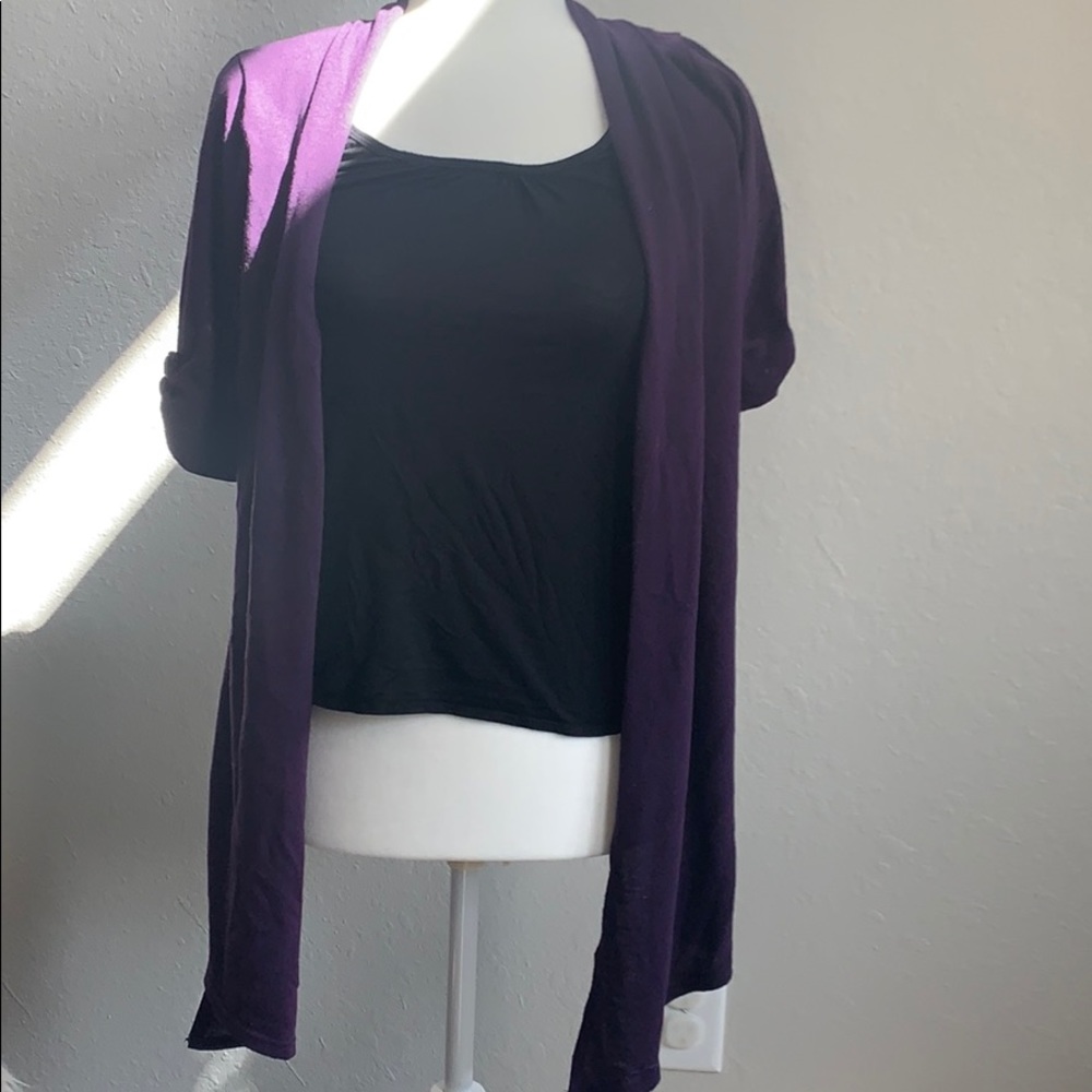 ArdenB Purple and black mock sweater